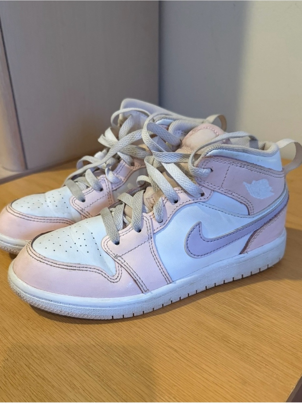 Jordan Pink and White High-Top Sneakers